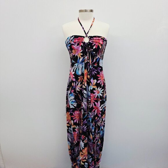 No Boundaries Juniors Plus Size Tropical Floral Halter Maxi Dress 3XL (21) - Picture 4 of 15